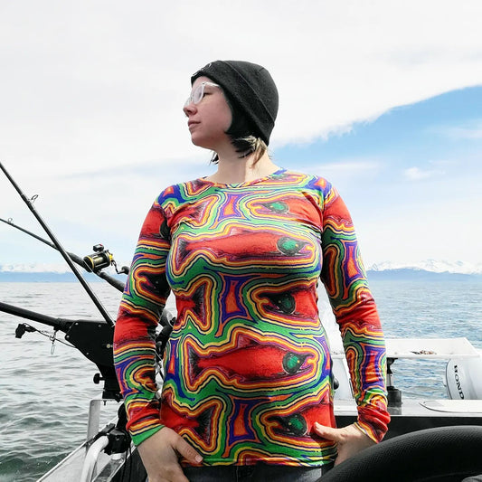 Discontinued Trippy Salmon (Sockeye) Long Sleeved Unisex Shirt- Clearance XS