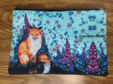 Fox and Floral Accessory Pouch 12.5" x 8.5" In Stock