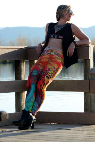 Mountain and Northern Lights Yoga Leggings