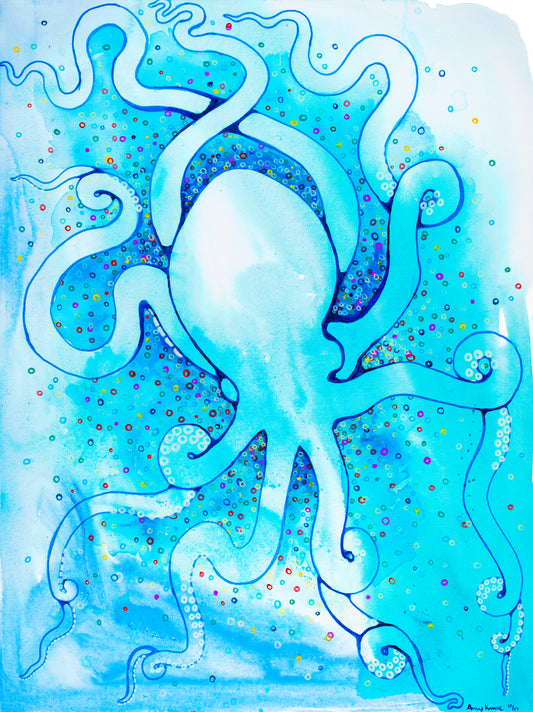 "Blue Octopus" Original and Art Prints