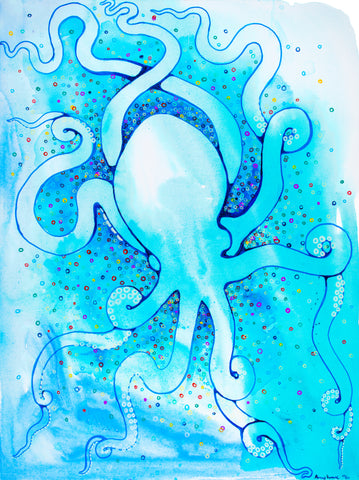 "Blue Octopus" Original and Art Prints