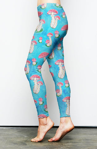 Blue Mushroom Fashion Leggings