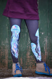 Rainbow Jellies on Black Yoga Leggings- In Stock