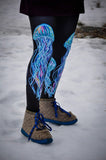 Rainbow Jellies on Black Yoga Leggings- In Stock