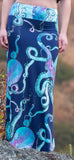 Turquoise Octopus Maxi Skirt