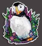 Puffin and Wild Flowers Medium Vinyl Sticker