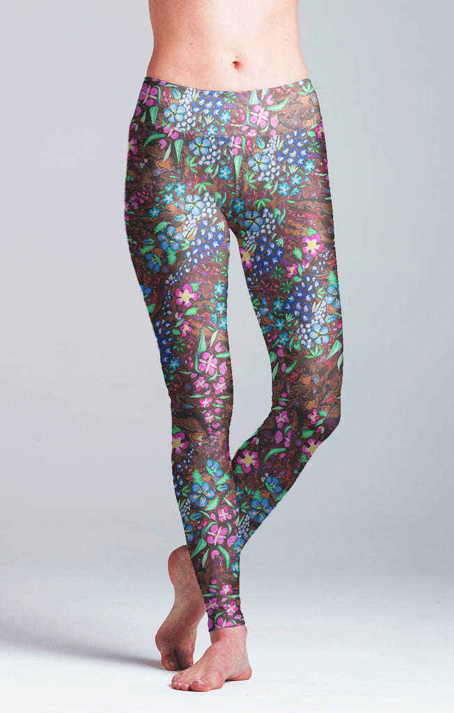 WIld Flowers on Bark Yoga Leggings – Love from Alaska