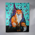 Fox and Flowers Plush Blanket