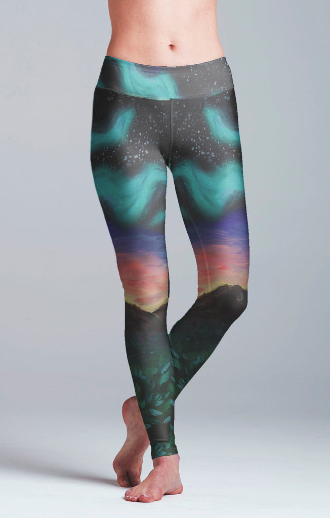 Mountain and Northern Lights Yoga Leggings