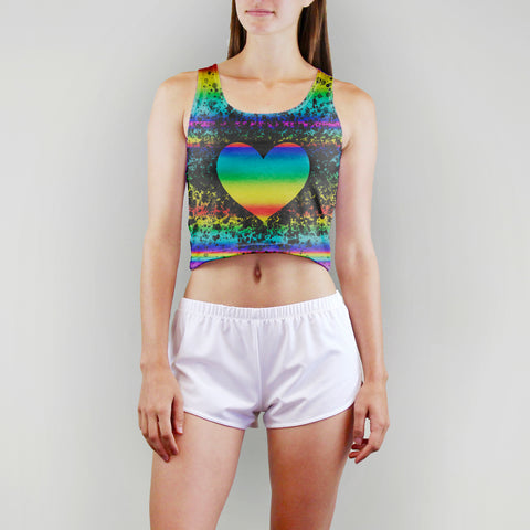 Rainbow Heart Crop Tank