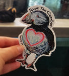 Save The Center Puffin Love Vinyl Sticker