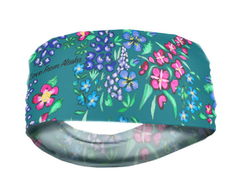Wild Flowers on Turquoise Lightweight Headband