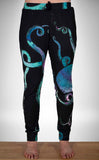 Turquoise Octopus on Black Lightweight or Fleece Joggers