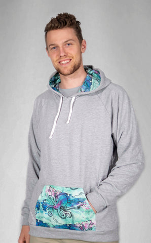 Turquoise Octopus Color Pop Cotton Hoodie